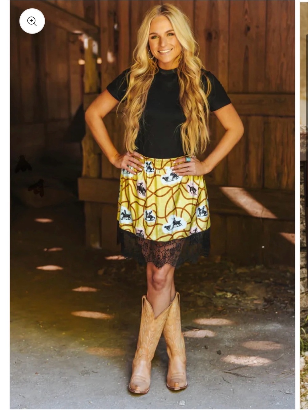 2fly western skirt Yellow Patterned Lace-Hem Skirt - Women
